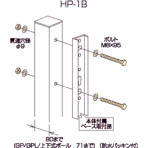 川口技研【支柱への取付け HP-1B】支柱への取付