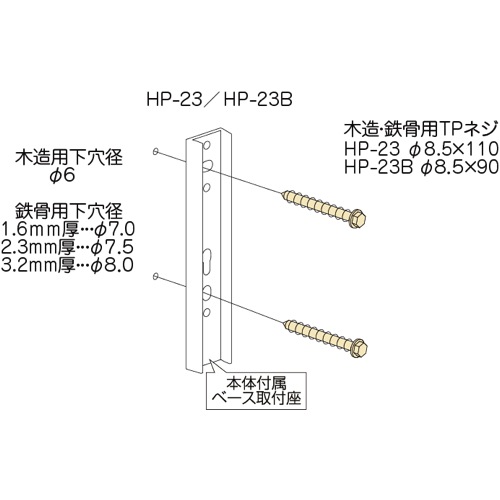 川口技研【ジカ付パーツ(木造・鉄骨) HP-23-W】木下地・鉄骨
