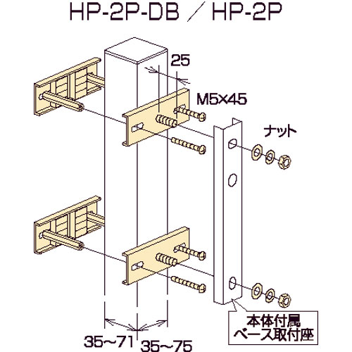 川口技研【支柱への取付け HP-2P】支柱への取付～他