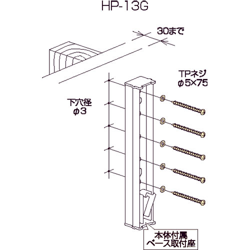 川口技研【木下地への取付 HP-13G】木下地への取付