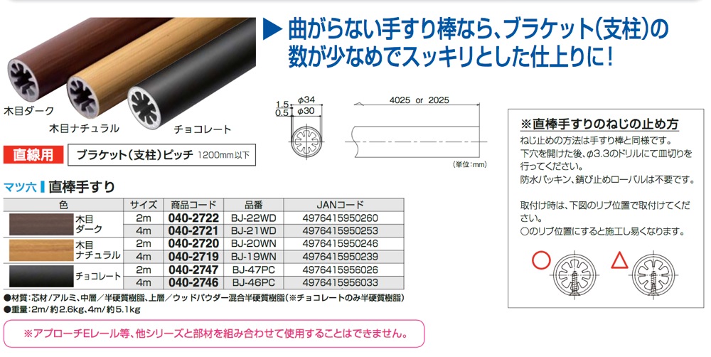 リフォーム用品 マツ六 フリーRレール ベースプレート式ｇ型スタンド BJ-132STWN ステンカラー 木目ナチュラル 0402-9325 - 6