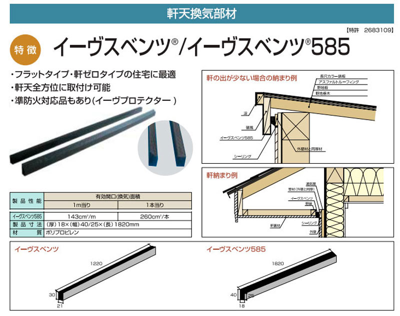 日本住環境【イーヴスベンツ585(軒天換気部材)】 - 「匠の一冊」公式通販サイト