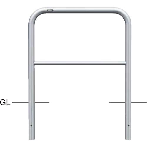 サンポール【アーチ　ステンレス製　横バー付　φ42.7×W700×H650　固定式】AH-42U7-650