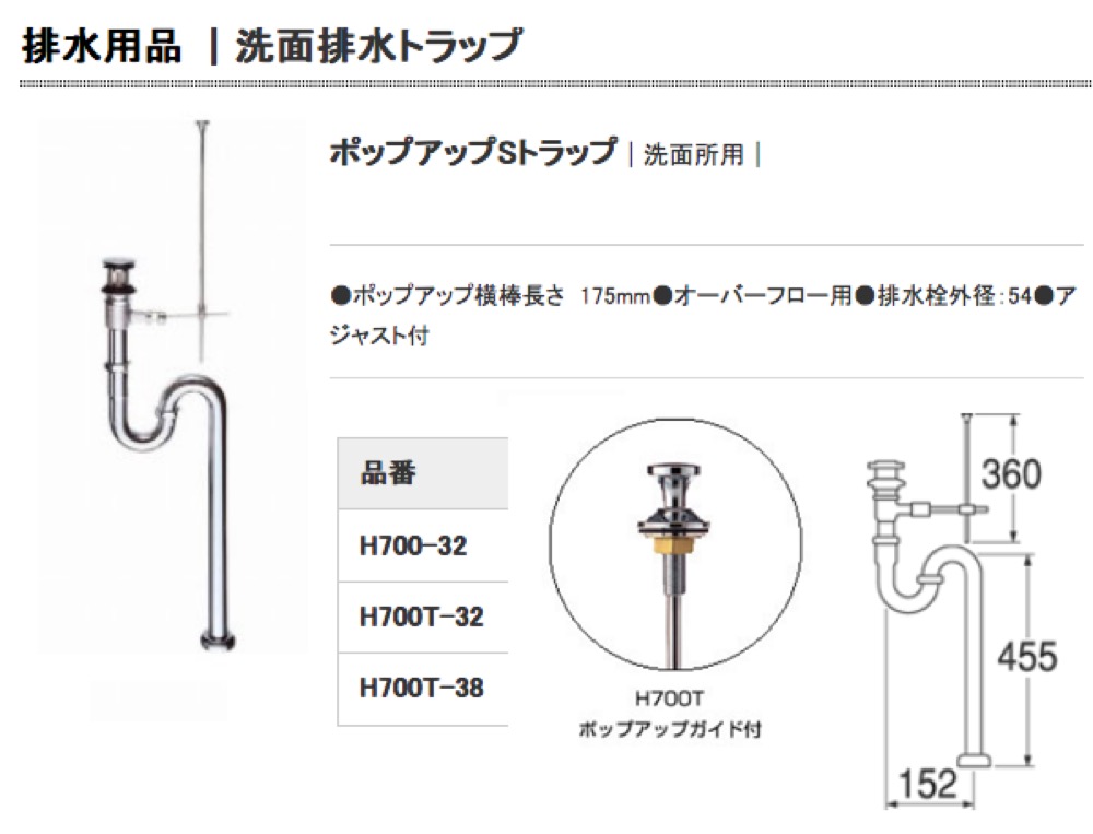 SANEI 排水部品 ポップアップPトラップ 壁排水タイプ パイプ径32mm H710-32 通販