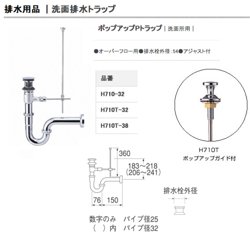 SANEI 排水部品 ポップアップPトラップ 壁排水タイプ パイプ径32mm H710-32 通販