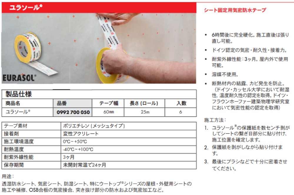 限定特価 Sumai-pro建材販売部ウルト 気密防水テープ ユラソール サーモHT 品番 0992720060 10個セット 