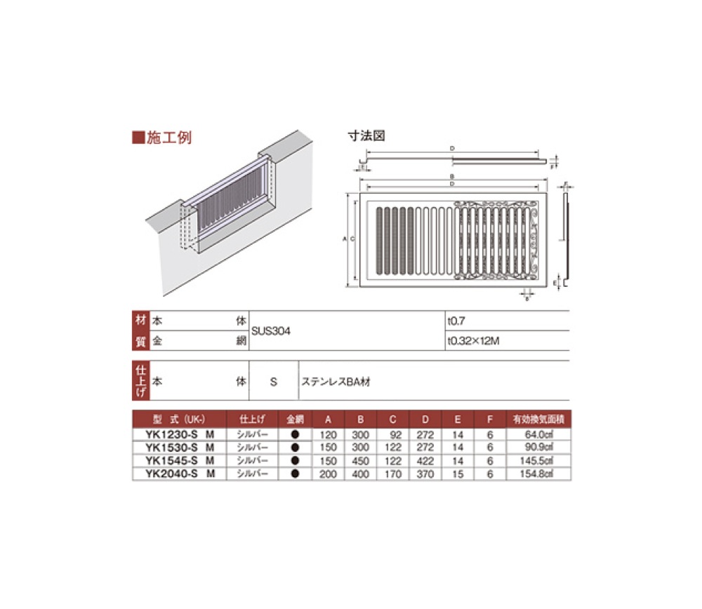 宇佐美工業 床下換気口(厚口） シルバー (10×5入)