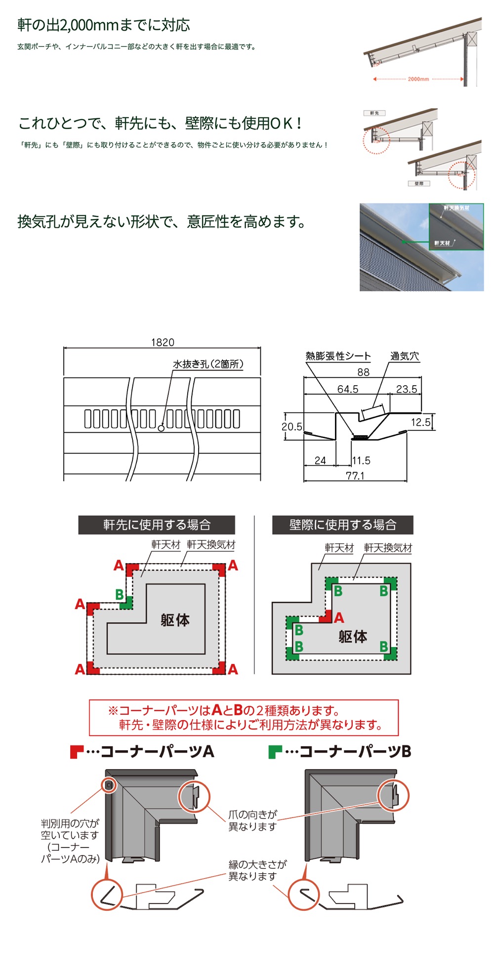 低価格化 JOTO 鋼板製 軒天換気材 コーナーパーツA FV-DE12AC-CB 2個