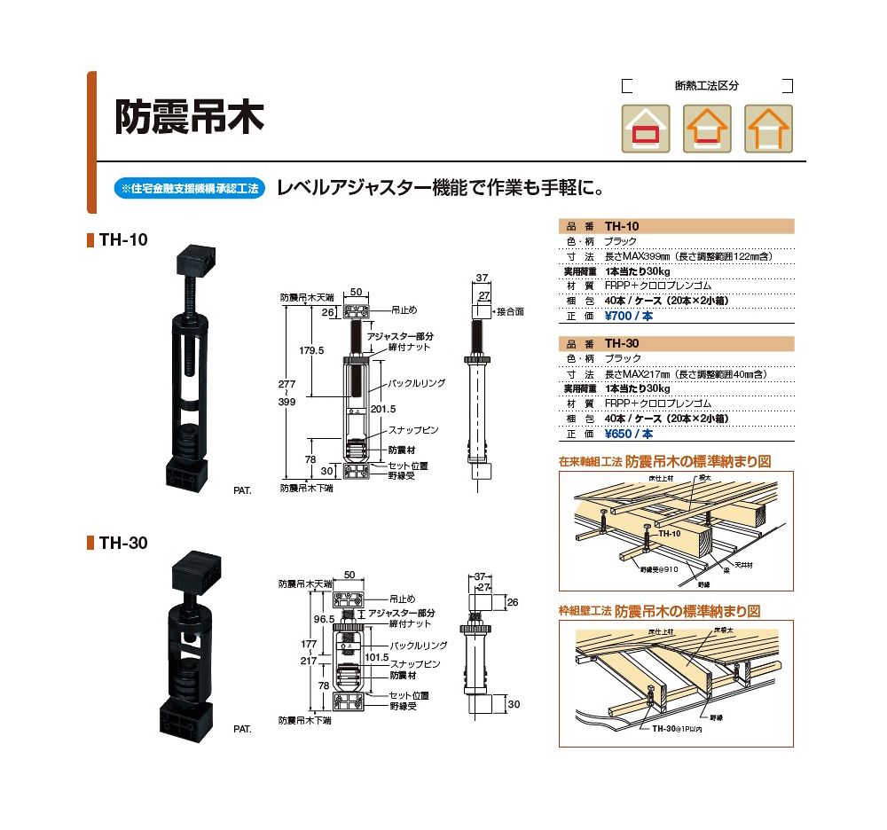 JOTO 城東テクノ 防震吊木 TH-10(在来工法)(40入1ケース) - 1