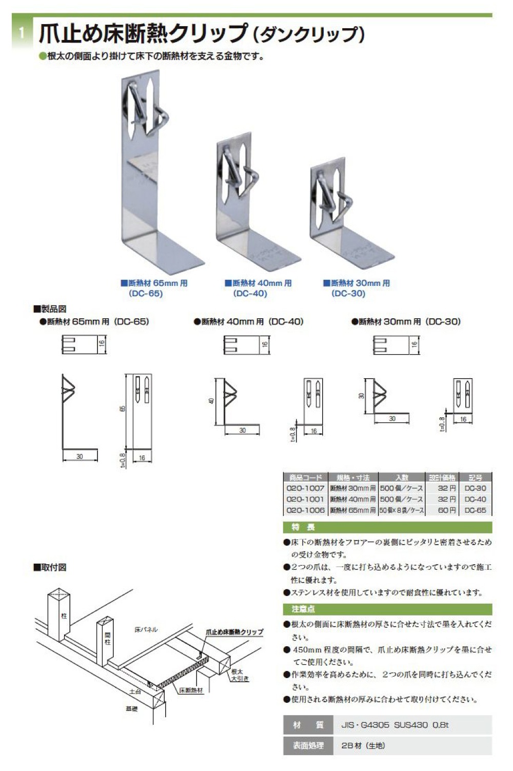 住宅建築資材と金物通販の【匠の一冊】 / カナイ【爪止め床断熱