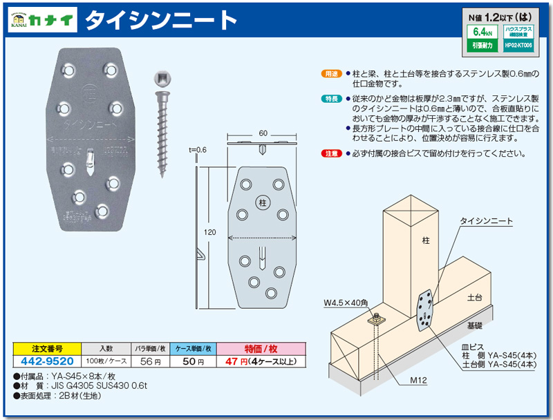 カナイ 建材 金物 タイシンニートくぎ止め