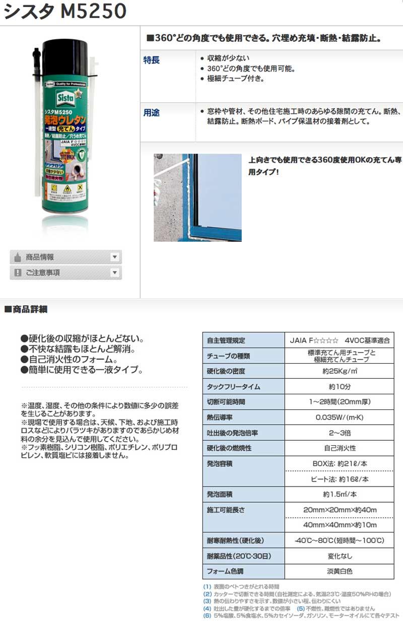 12本入) ヘンケル 発泡ウレタン（充てんタイプ） シスタ Ｍ5250 500ｇ