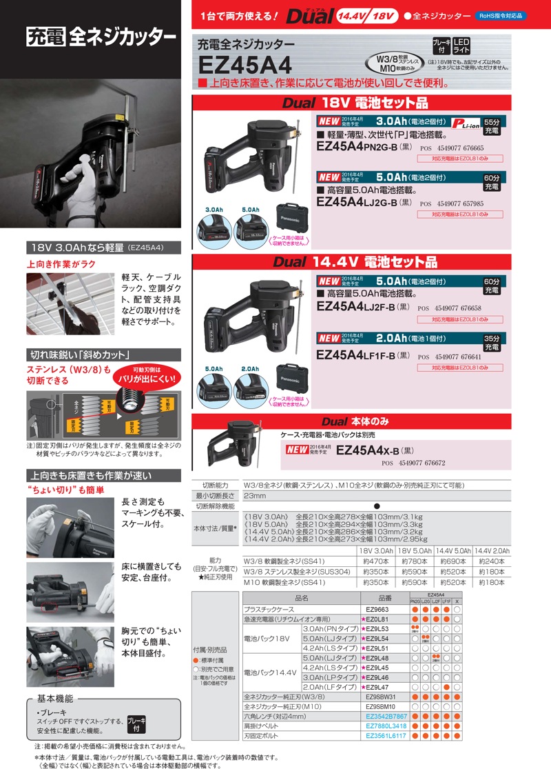 ☆大感謝セール】 EZ45A4X-B 本体のみ パナソニック 全ネジカッター - 鉄筋カッター - hlt.no