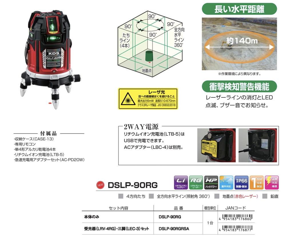 ムラテックKDS(ムラテックケイディエス)【DSLP-90RGオートライン レーザー墨出器】DSLP-90RGRSA~他