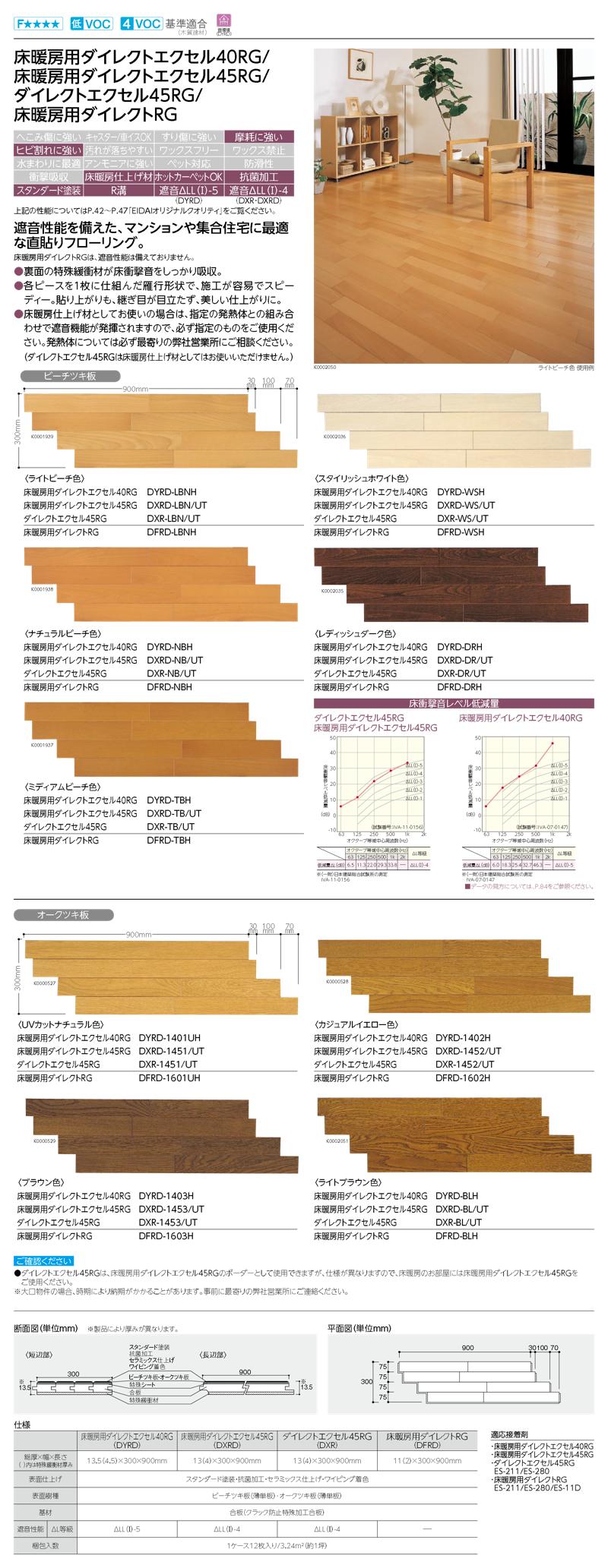 省スペース 洗える おしゃれ フローリング 床暖房用 ダイレクトエクセル 40RG DYRD-LBNH