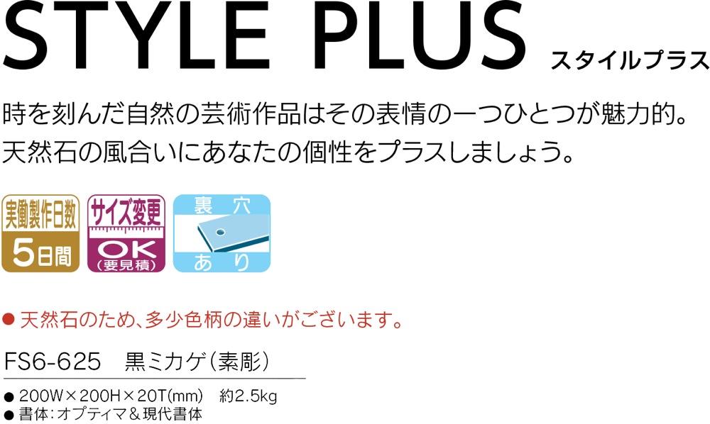 福彫 表札 スタイルプラス 黒ミカゲ FS6-625 門扉、玄関