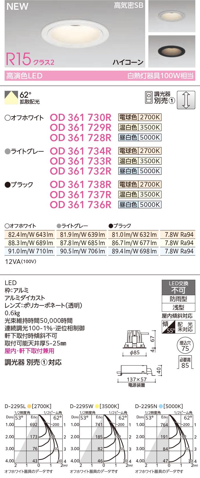 ODELIC(オーデリック)【ハイコーン ダウンライト MINIMUM-75(100Wクラス) オフホワイト】OD361730R電球色~他