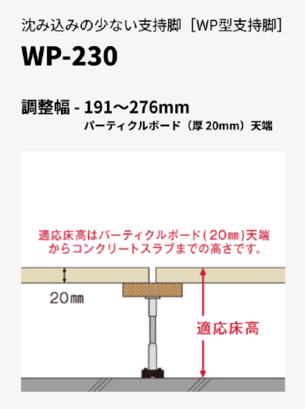 バラ売り) 万協フロアー WP型支持脚 WP-185 沈み込みの少ないタイプ 1本