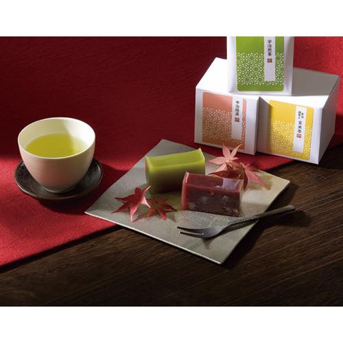 アピデ【絹ごし羊羹(抹茶・小倉)2本 宇治茶セット 4278-039】